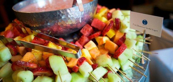 Fruit kabobs and yogurt for a breakfast loving bride! Whatever you're dreaming of for your wedding food, we've got it covered.