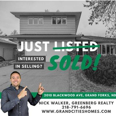 Just sold this beautiful home in Grand Forks, ND. 2010 Blackwood Ave. Nick Walker, Greenberg Realty.com