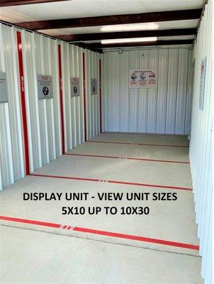 Display unit to view unit sizes ranging from 5x10 to 10x30