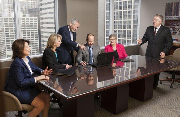 Candid group shot in work environment