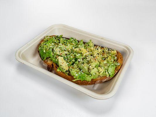 Smashed Avocado Toast Topped with Seasonings.