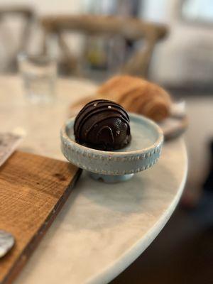 A chocolate truffle