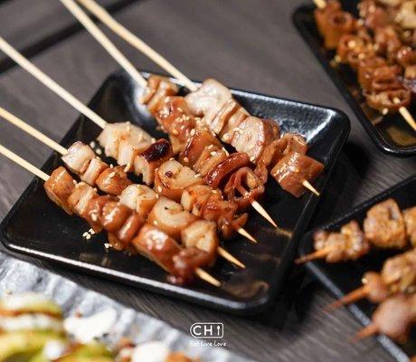 pork intestine skewers