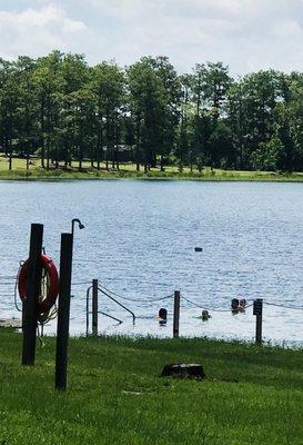 Gorgeous blue lake swimming area...