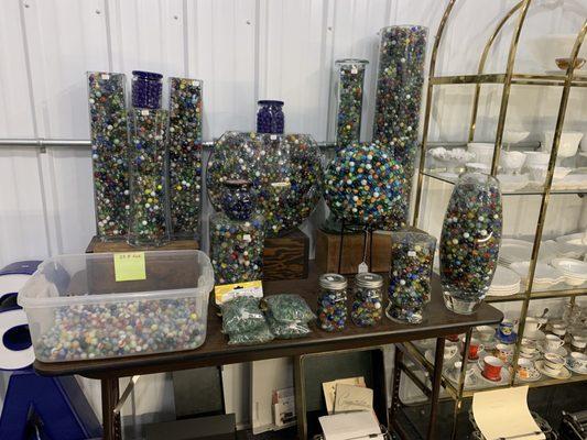 marbles and only a small bit of all of their beautiful glassware