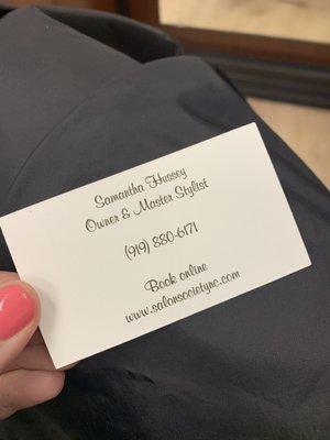 Business card back w/ contact info