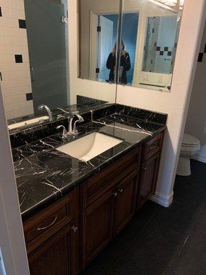 Bathroom with freshly done granite counter tops!!