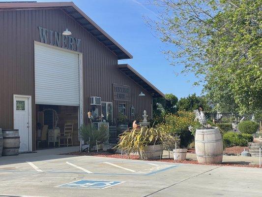 Pull up door to winery has seating