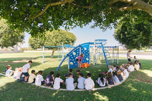 P.E. fun on one of our two playgrounds!!!