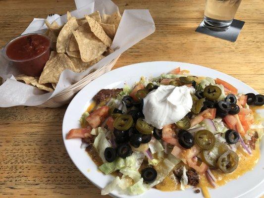 Nachos Supreme. Chips on the side - interesting for Nachos. Pretty good though