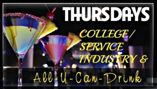 Thursday 8pm shows! FREE admission with a College ID or Service Industry paystub