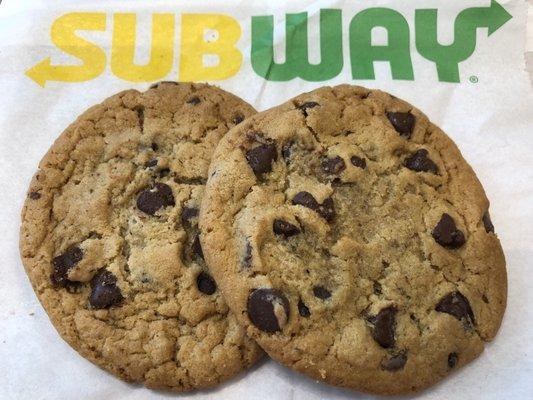 4/12/19. Friday afternoon. Not one, but TWO Chocolate Chip Cookies because it's FRIDAY, and you gotta get down on Friday!!