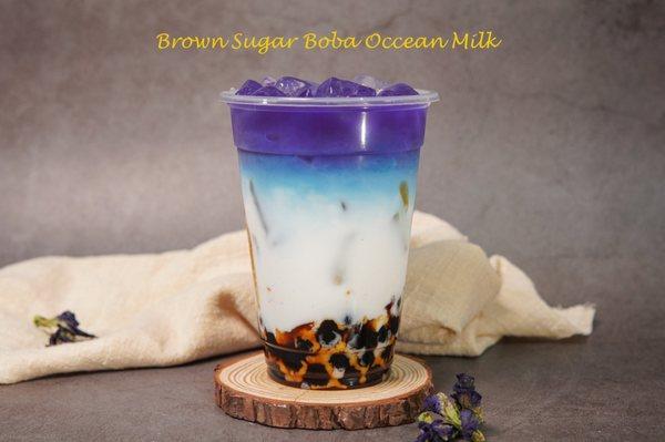 Ocean Milk Tea with brown sugar boba