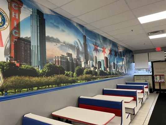 Seating and wall mural