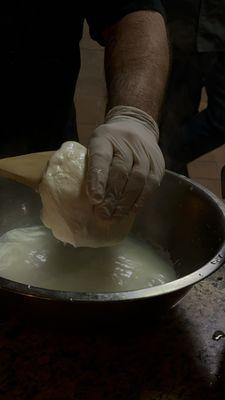 Making fresh mozzarella