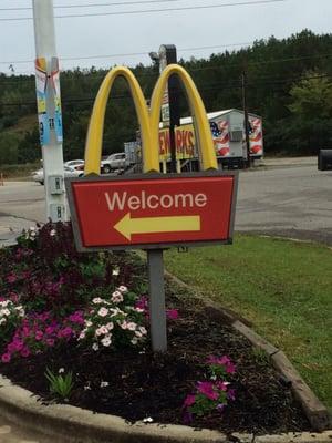 Entrance to McDonald's. No sm. coffee provided with breakfast meal.