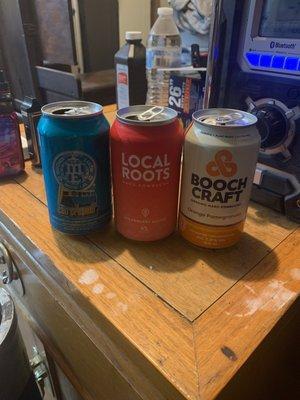 Mother Earth Cali Creamin', Local Roots and Booch Craft hard kombuchas