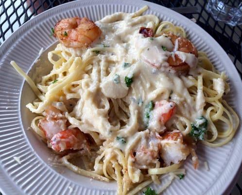 Homemade Alfredo with grilled shrimp