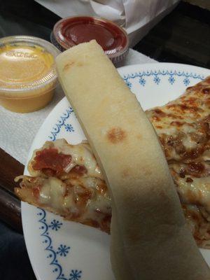 Bread stix and sauce.