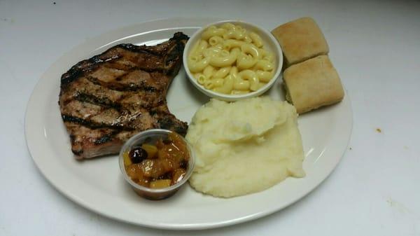 Special, Grilled Pork Chop with Apple Chutney.