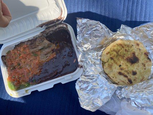 $13 lunch, steak with rice and beans, and side of tortillas