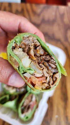 Lemon Cilantro Beef Shawarma Wrap