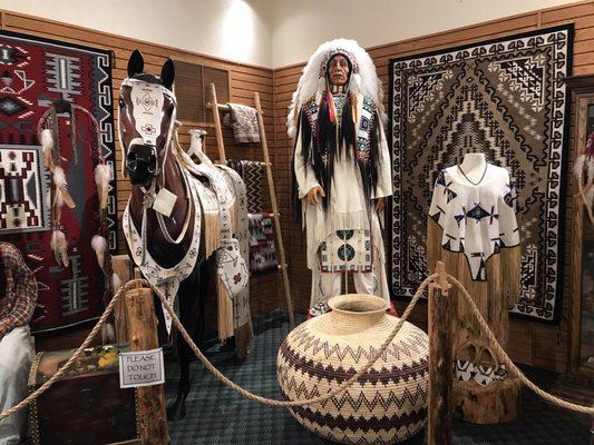 Native American exhibit in the hotel lobby.