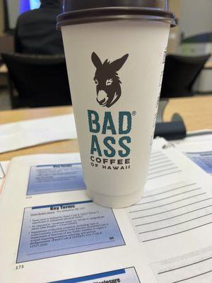 The sugar free Bad Ass Mocha is there!  Tastes great & kept me alert in class!