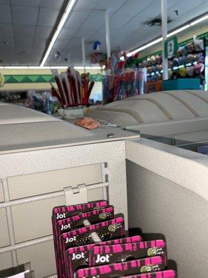 Gum. A patch of gum right beside a register.