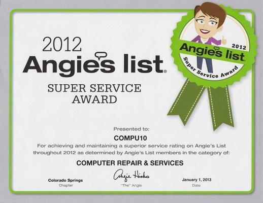 Super Service Award 2012