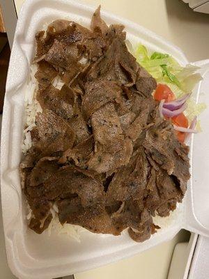 Gyro platter with rice- sauce on the side