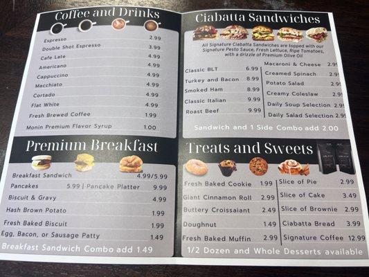 Menu and prices