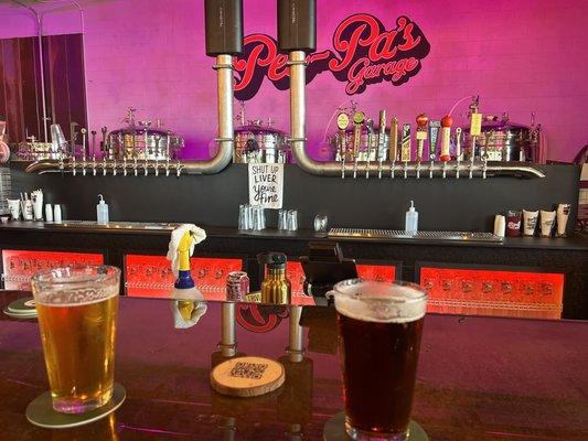 View of taps from the bar.