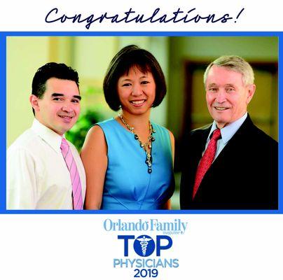 Recognized by Orlando Family Magazine as the Top Physicians in Plastic Surgery