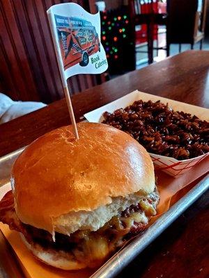 Bbq burger with dirty rice