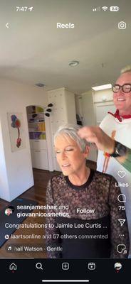 @seanjameshair doing Jamie Lee Curtis for the Oscars call 310 907 4022 to book with Sean