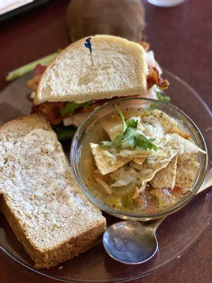 Tortilla soup and club sandwich