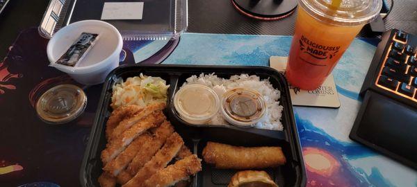 Chicken Katsu Bento, with Mango Tea.