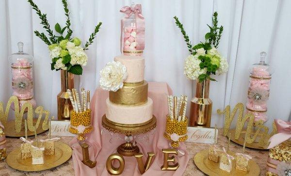 Pink and Gold Candy and Cake Bar