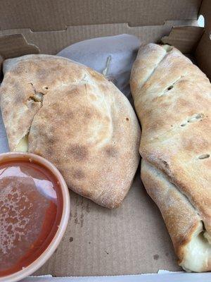 Chicken Calzone and Spinach Roll