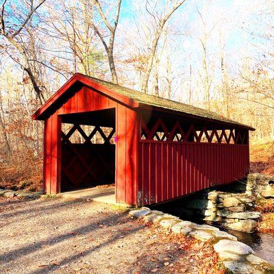 Pretty covered bridge on the trail.