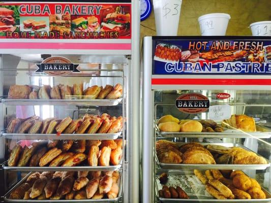 Assorted pastries including pizza pastry