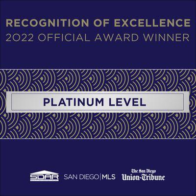 2022 Circle of Excellence Platinum Award Recipient, Top .5% in San Diego County


Circle of Excellence Award Recipient since 2017