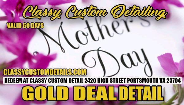 Get mom's car looking new and shiny this weekend at Classy Custom Detail in Portsmouth