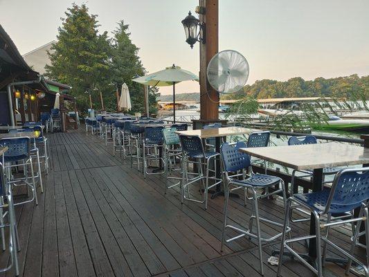 Outside deck on the water.