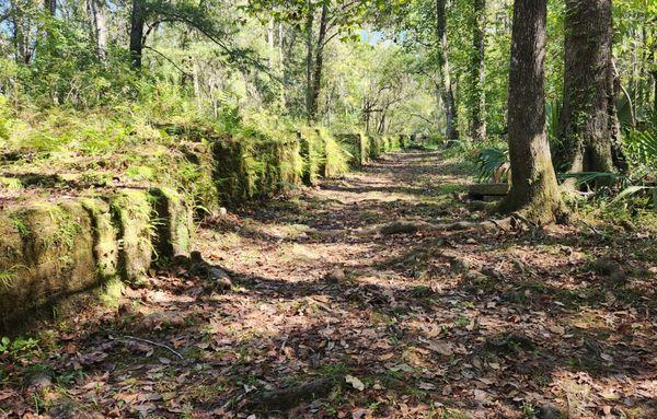 remains of the canal walls to the left