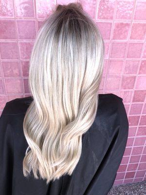 Icy balayage with shadow root