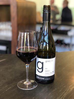 Our wine choice, a Grenache-carigan gine gine from Priorat, Spain!