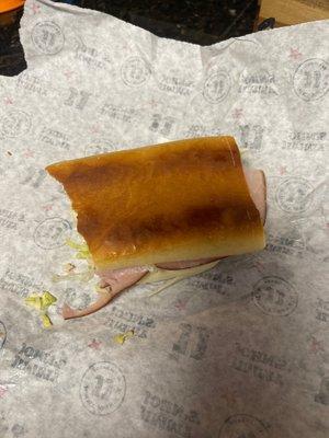 Bottom on a sandwich that was hard as a rock