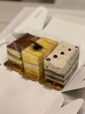 2.20.22 Valrhona Chocolate Cake, Mango Mousse Cake, and Tiramisu...cakes didn't taste super fresh